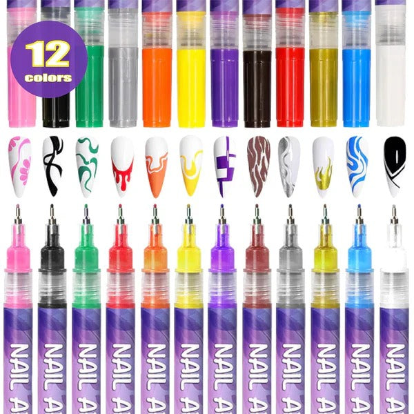 12 Colors 3D Nail Art Pens